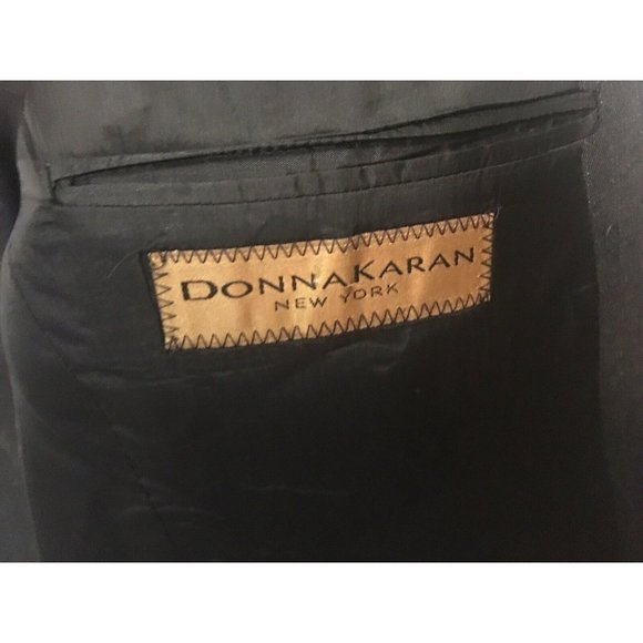 Donna Karan New York Jacket 40 R Dark Gray Pinstriped Made In Italy - Picture 5 of 8